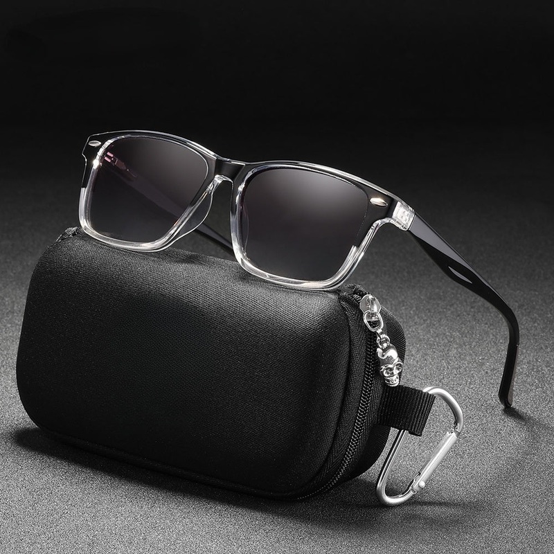 All Matching Square Polarized Sunglasses For Men Women TR90 Material Frame Spring Hinges C1 Glossy Black