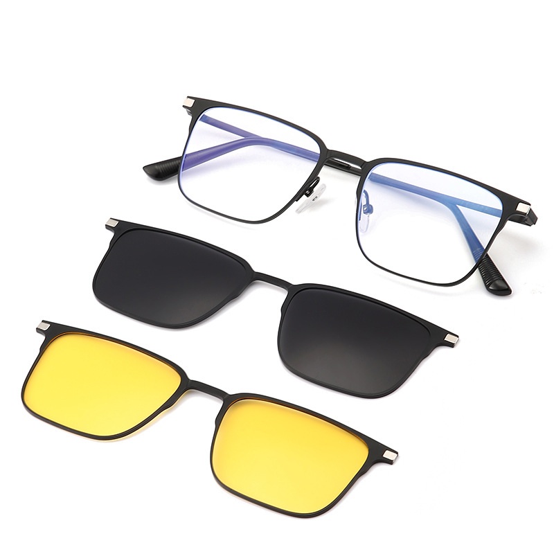 FASHION SOLAR MAGNETIC SUNGLASSES FRAMES Black frame (Includes 2 extra lenses)