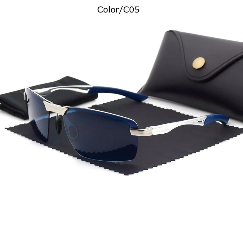 Men Polarized Sunglasses Aluminum Magnesium   Driving Glasses For Women Oculos masculino Male Blue