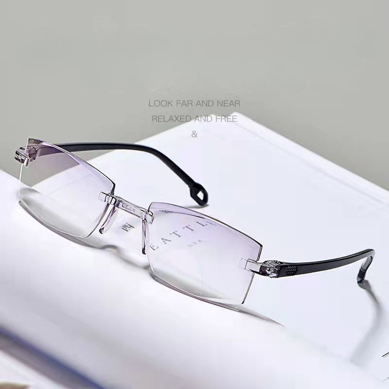 Anti blue light intelligent zoom reading glasses black +1.00