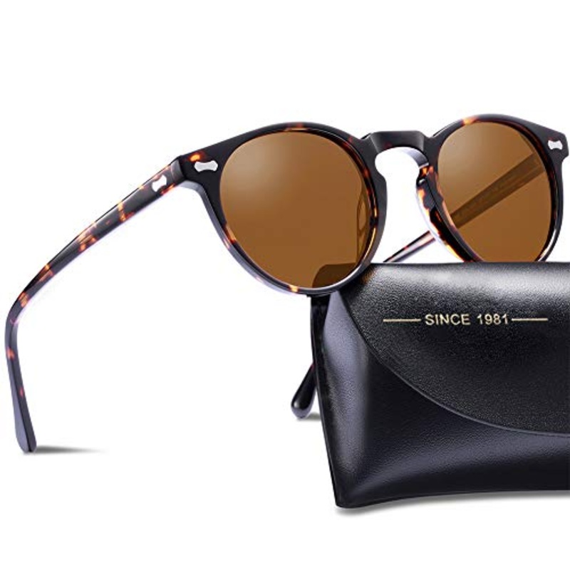 JOLLYNOVA Vintage Polarized Sunglasses for Men UV400 Protection Retro Fashion Eyewear Hand-crafted Acetate Frame CA5288L R8: Grey Lens Black Frame (Double Nail)