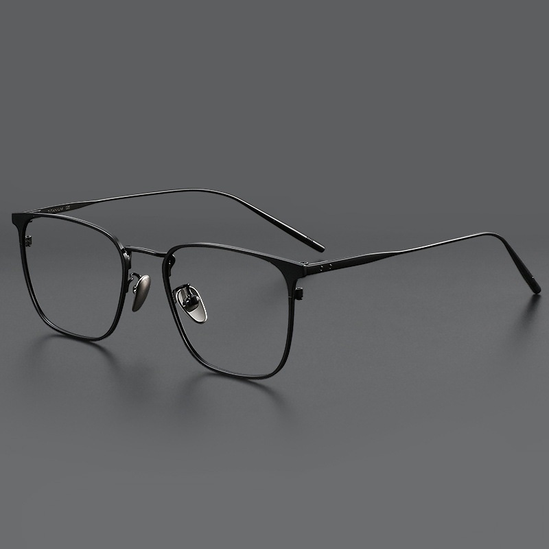 MEN'S BUSINESS CASUAL ULTRA-LIGHT STEEL TITANIUM ANTI-BLUE LIGHT FLAT MIRROR Black