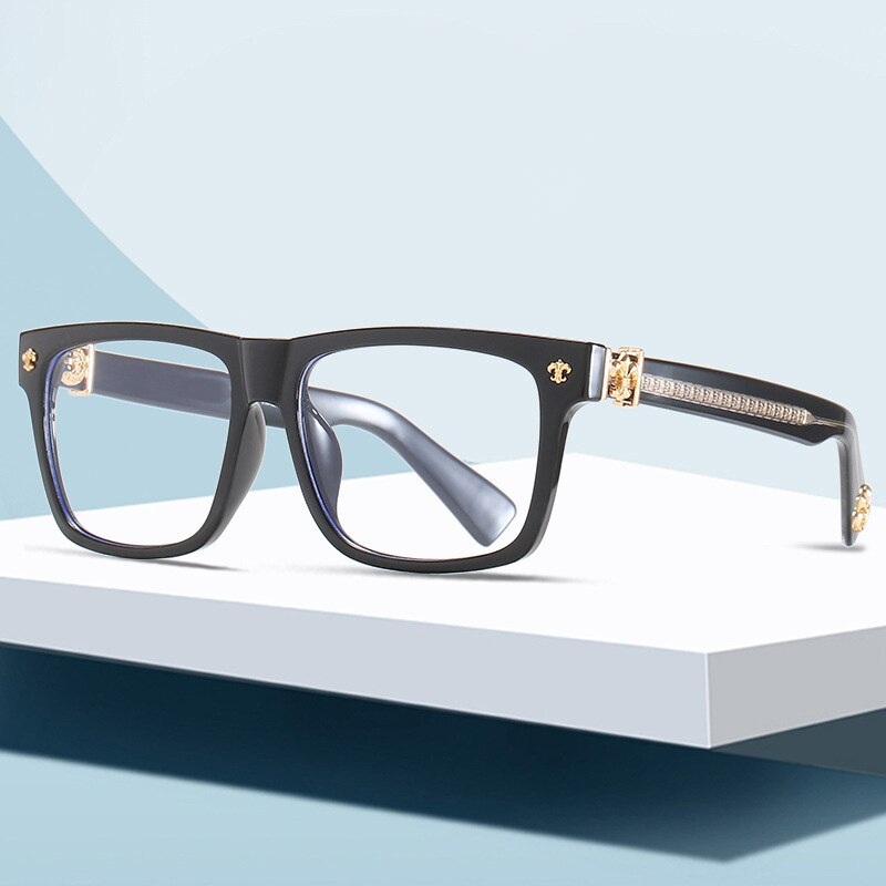 Rectangle Full Rim Optical Eyewear Frame Men Computer Anti Blue Ray Prescription Myopia Glasses Women Oculos De Sol Black Gold