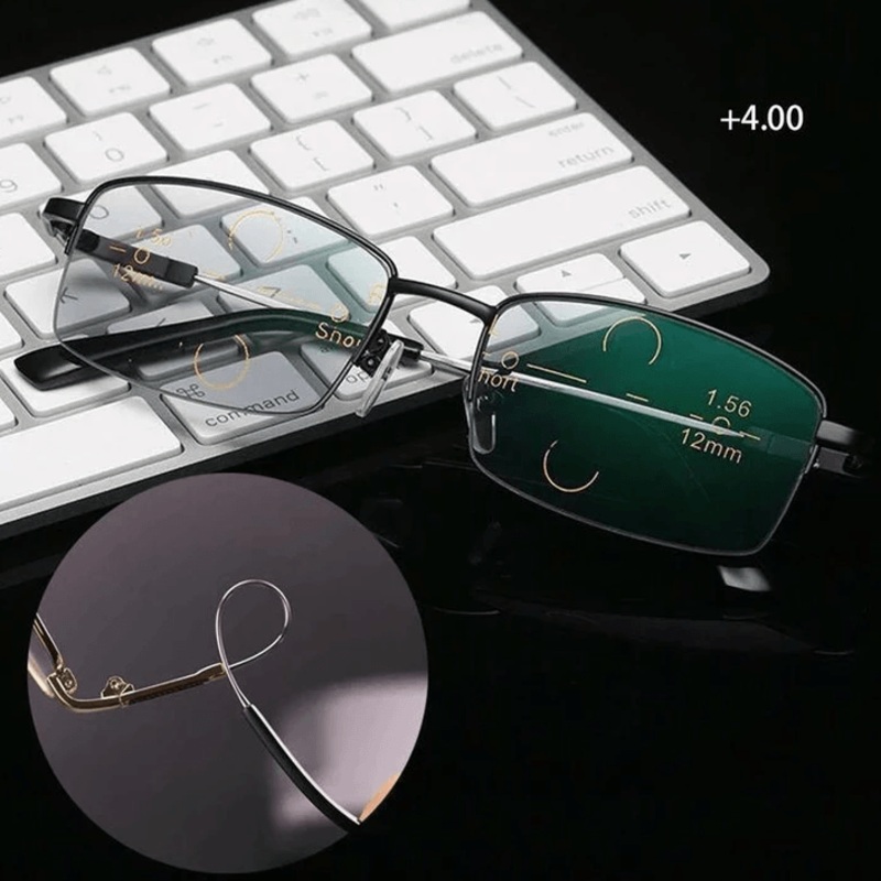 Titanium Progressive Far And Near Dual-Use Reading Glasses BLACK +1.00