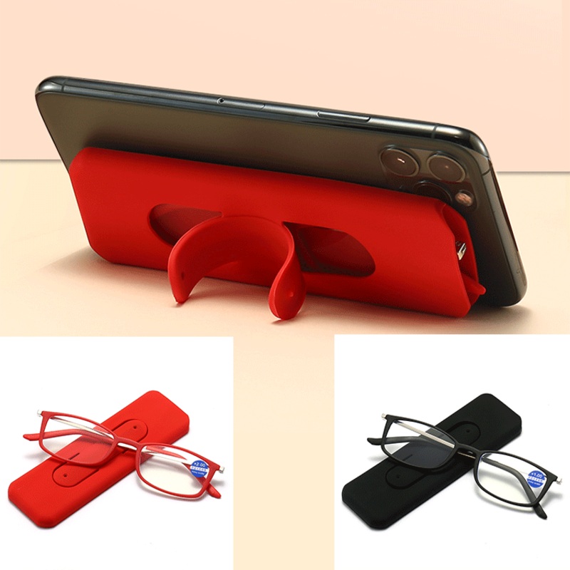 Ultra-light portable anti blue light reading glasses Black +1.00