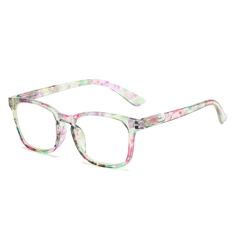 WOMEN'S FASHION PRINTED LARGE FRAME ANTI-BLUE LIGHT READING GLASSES Green +1.00
