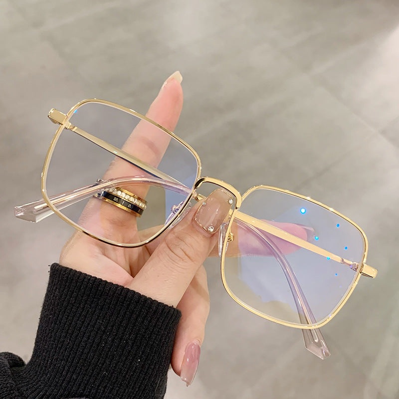 Women's Portable Fashion Anti-Blue Light Reading Glasses Gold/White Temple Tips +1.00