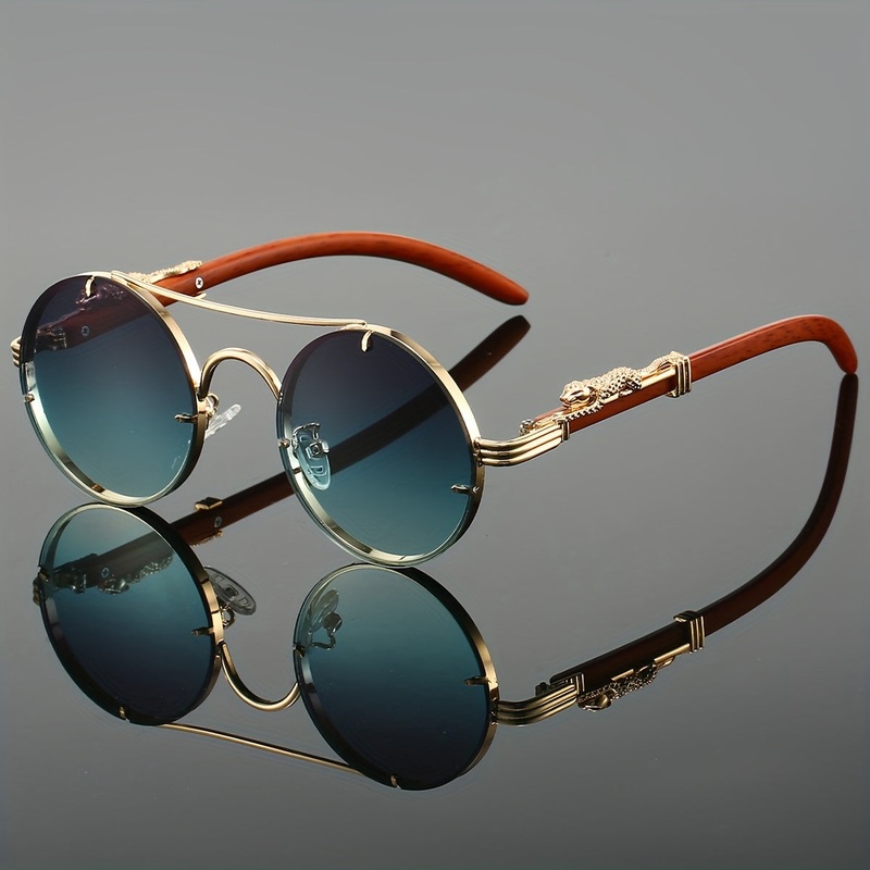 JOLLYNOVA Anti-Reflective Gradient Lenses Leopard Detail Hinges Gray Green
