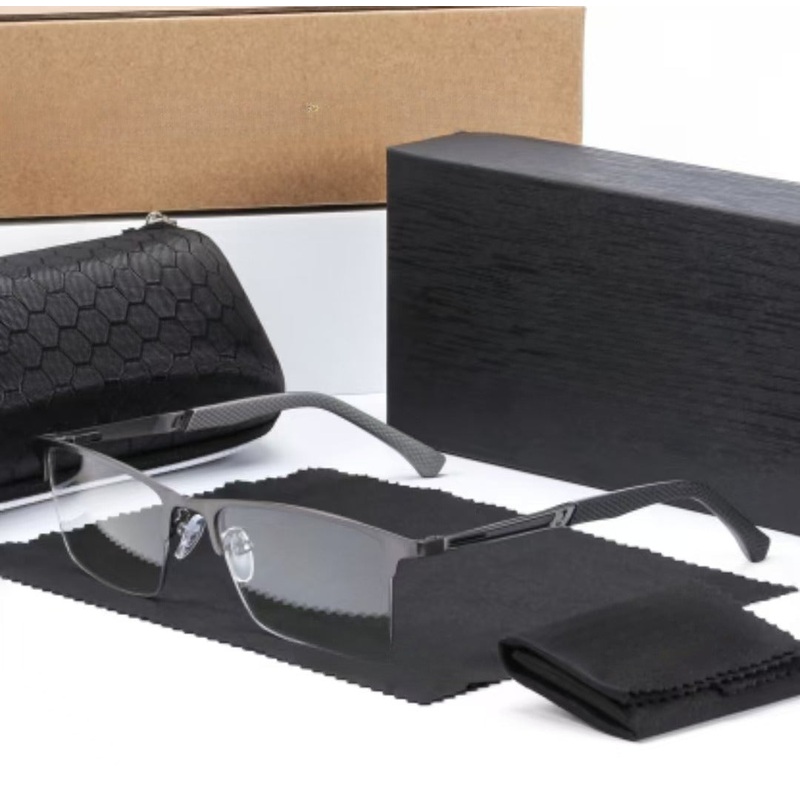 JOLLYNOVA MEN'S RETRO HALF-FRAME ANTI-BLUE LIGHT READING GLASSES Grey Blue Light Blocking Lenses +1.00