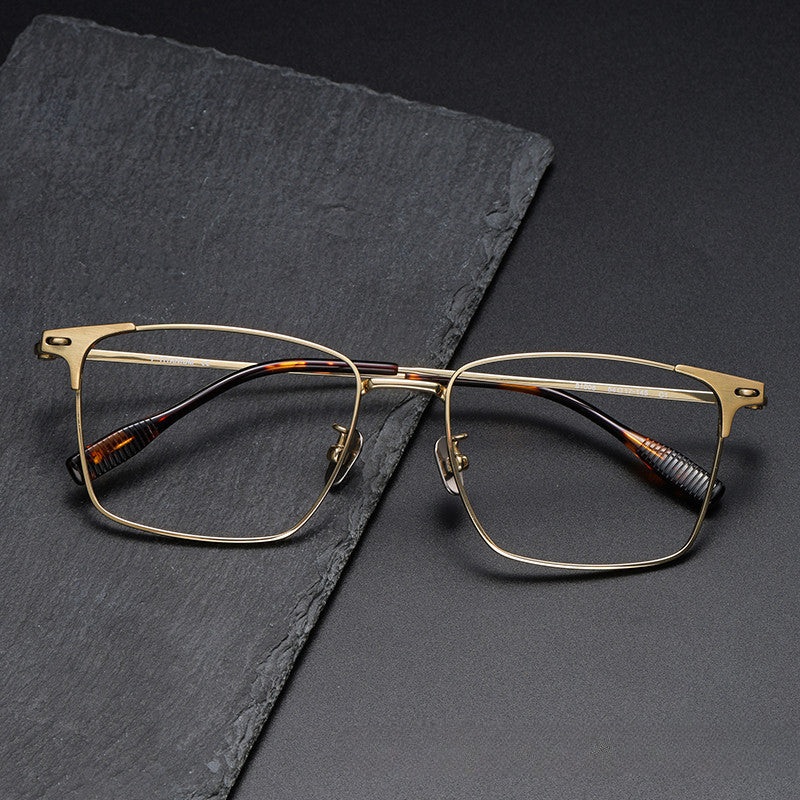 Teff Vintage Titanium Square Glasses Frame C1 Gold