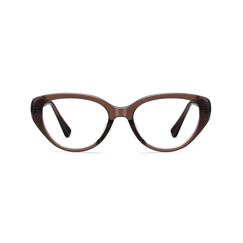 Acetate Block Blue Light Cat-Eye Frame Stylish VK2093 Brown
