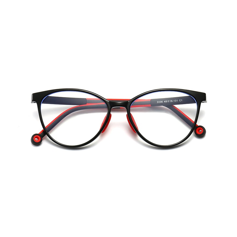 Children's Cat Eye Glasses Silicone Nose Pads VK2189 Black
