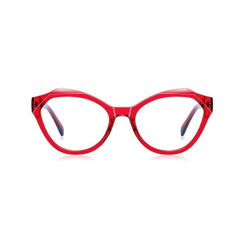 Crystal Cut Cat Eye Fashion Glasses with Spring Hinges VK2152 Red