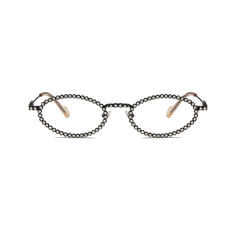 Full Rhinestone Oval Glasses Frames Y2K Fashion VK2228 Black