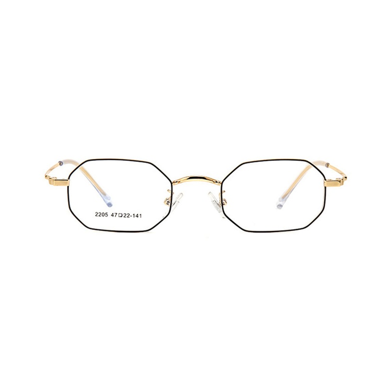 Geometric Polygonal Retro Metal Glasses Frame VK2185 Black