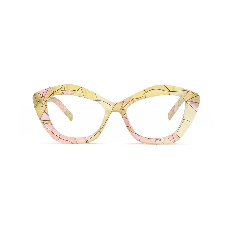 Irregular Cat-Eye Glasses with Colorful Thick Frames VK2226 Yellow