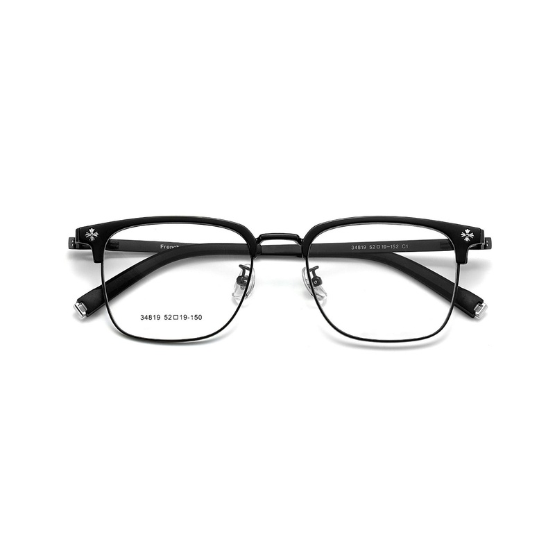 Light Luxury High-Grade Metal Browline Glasses Frame VK2183 Black