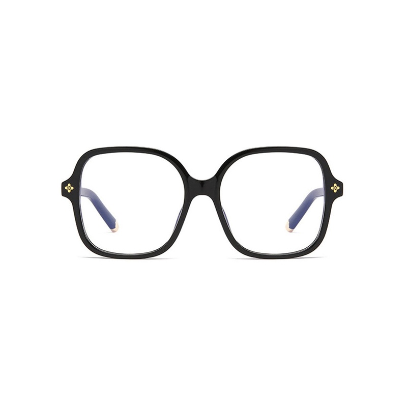 Oversize Women's Stylish Anti-Blue Light Square Glasses VK2082 Black