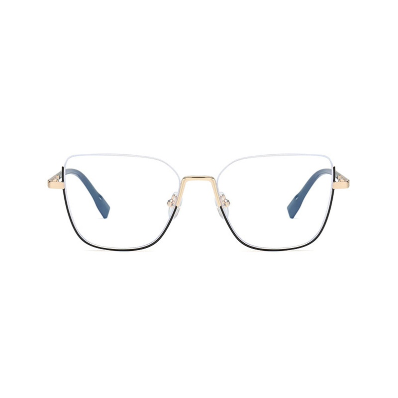 Stylish Semi-rimless Cat Eye Glasses Metal Frame for Women VK2117 Black