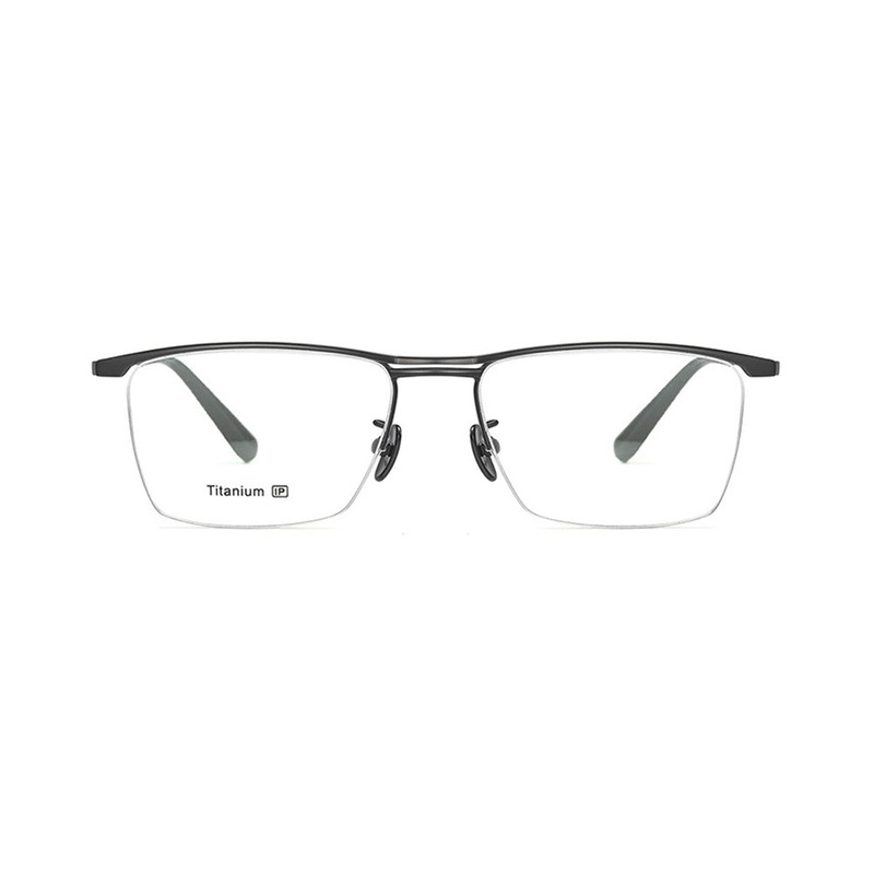 Titanium Half Rim Men's Browline Eyewear Ultralight VK2144 Black