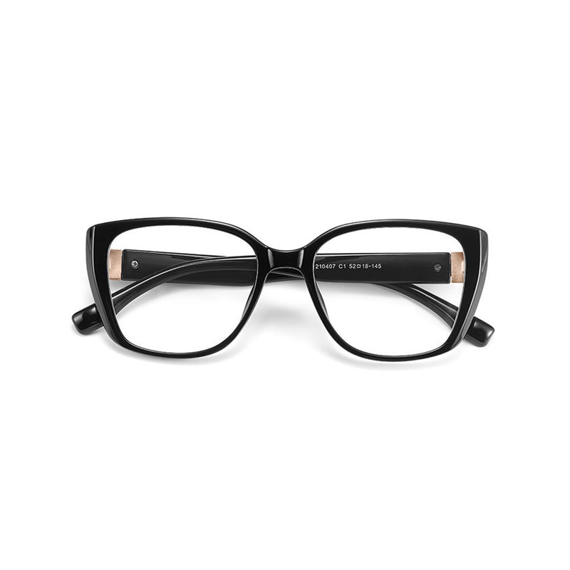 Trendy Cat Eye Glasses with Thick Frame for Women VK2181 Black