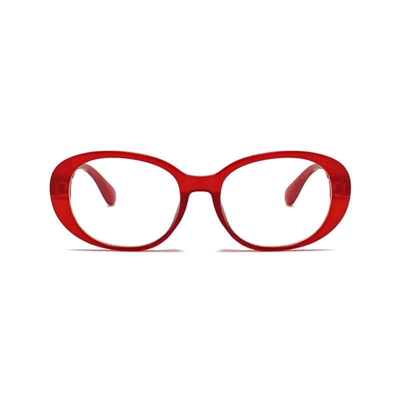 Trendy Oval Blue Light Blocking Glasses VK2257 Red