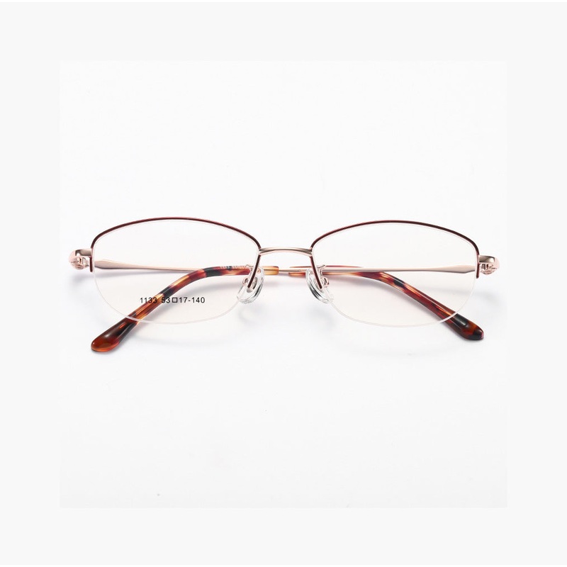 Ultra-Light Oval Metal Eyeglass Frames for Women VK2237 Red
