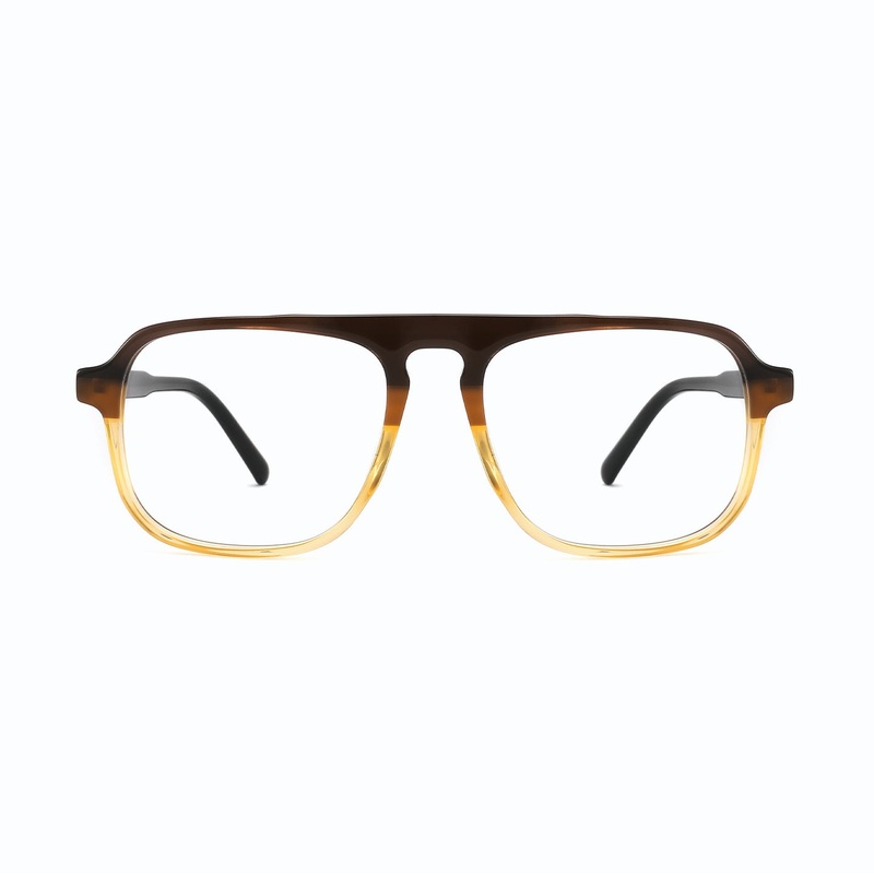 Unisex Acetate Aviator Glasses  Spring Hinges VK2097 Brown