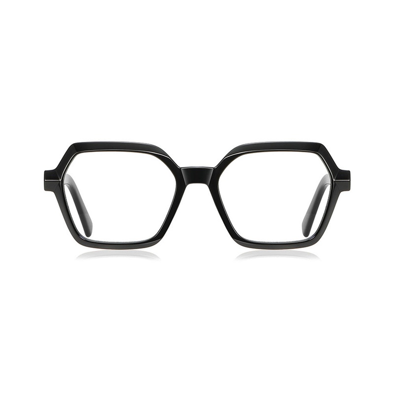 Unisex Geometric Eyeglasses Frames Fashion Retro with Spring Hinge VK2141 Black