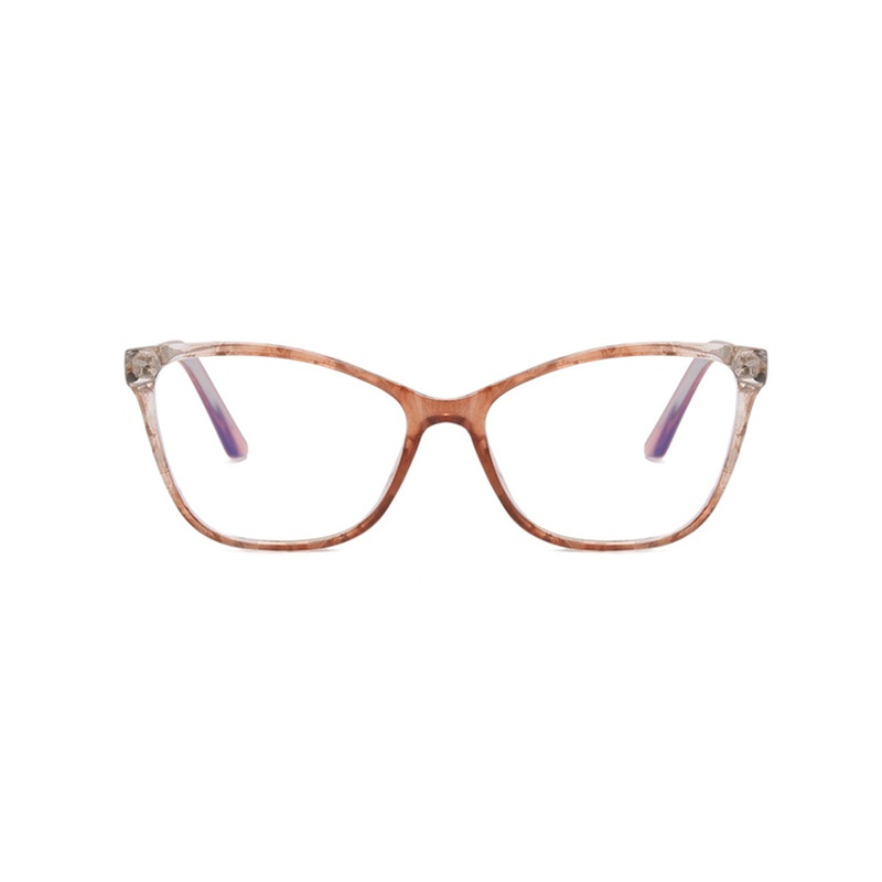 Women's Cat Eye Glasses Fashionable Patterned Frame VK2217 Brown