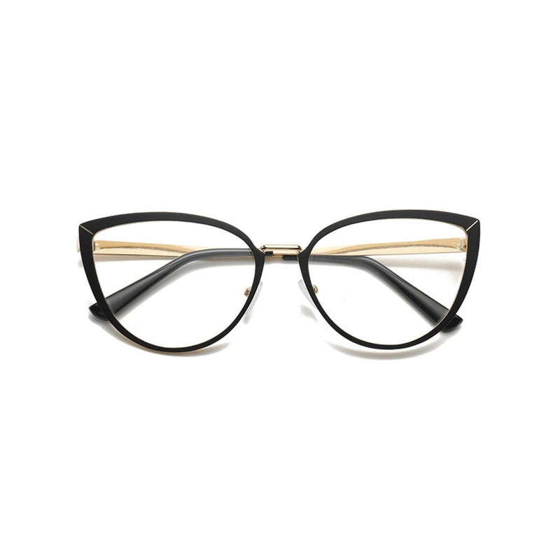 Women's Metal Cat Eye Glasses With Prescription Lenses VK2109 Black