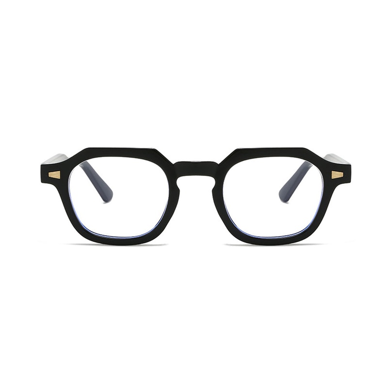 Irregular Geometric Retro Thick Frame Glasses VK2301 Black