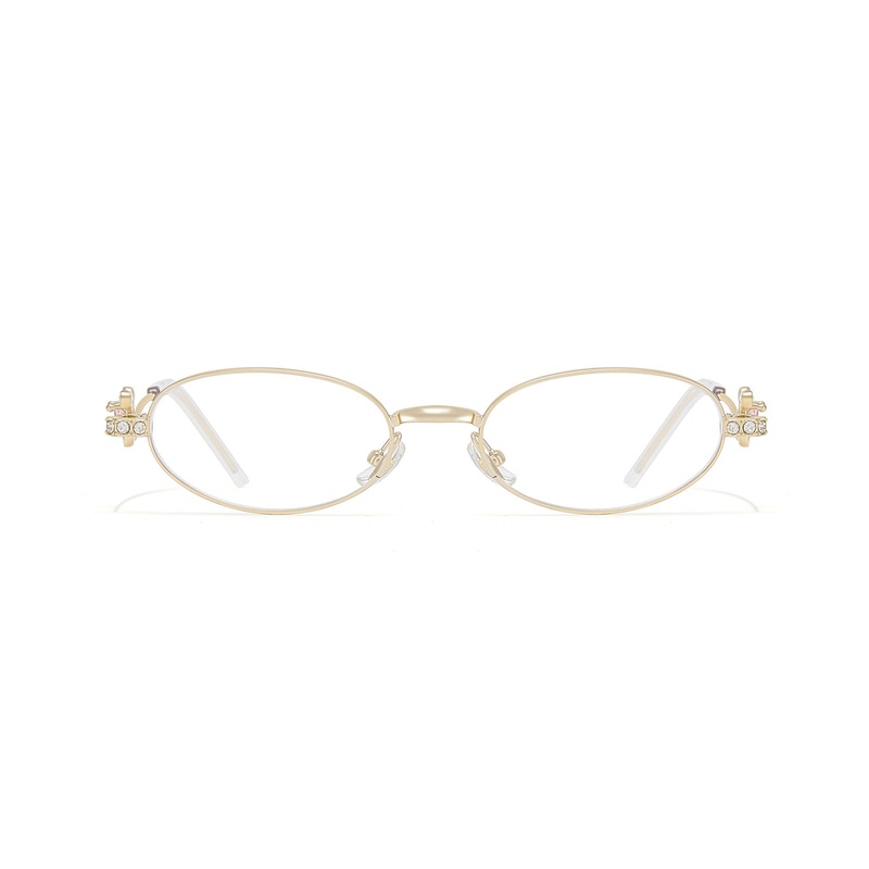 Oval Metal Rhinestone Glasses Y2K Style VK2270 Gold