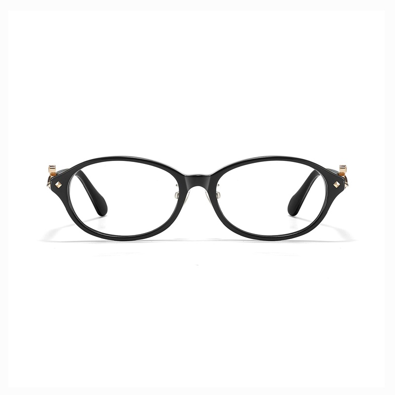 Oval Retro Glasses with Little Saturn Decor VK2265 Black