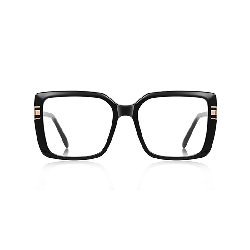 Oversized Square Prescription Glasses Blue Light Filtering VK2313 Black