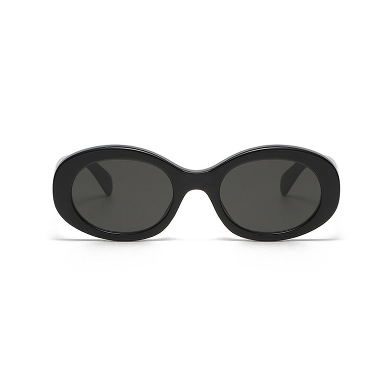 Stylish Oval Acetate Sunglasses with Prescription VK2288 Black