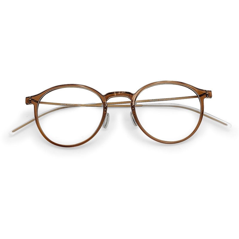 Ultra-Lightweight Round Blue Light Blocking Glasses VK2274 Brown